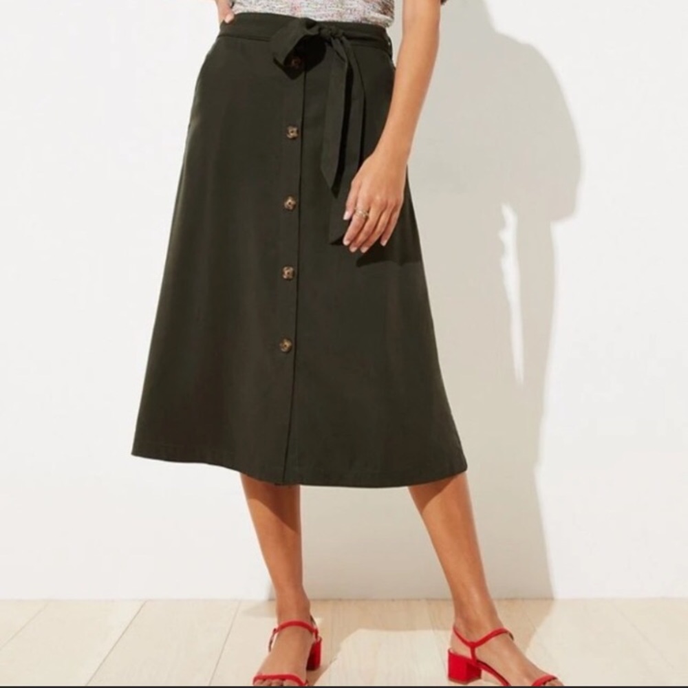 NWT Loft Button Front Midi Skirt